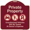 Signmission Designer Series-Private Property Unauthorized Vehicles Towed No Cars, 18" x 18", BU-1818-9914 A-DES-BU-1818-9914 - alternate 1